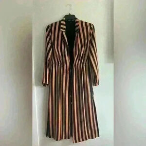Topshop Camel Stripe Maxi Coat /Jacket Black And Gold US Size 10 New W/ Out Tags